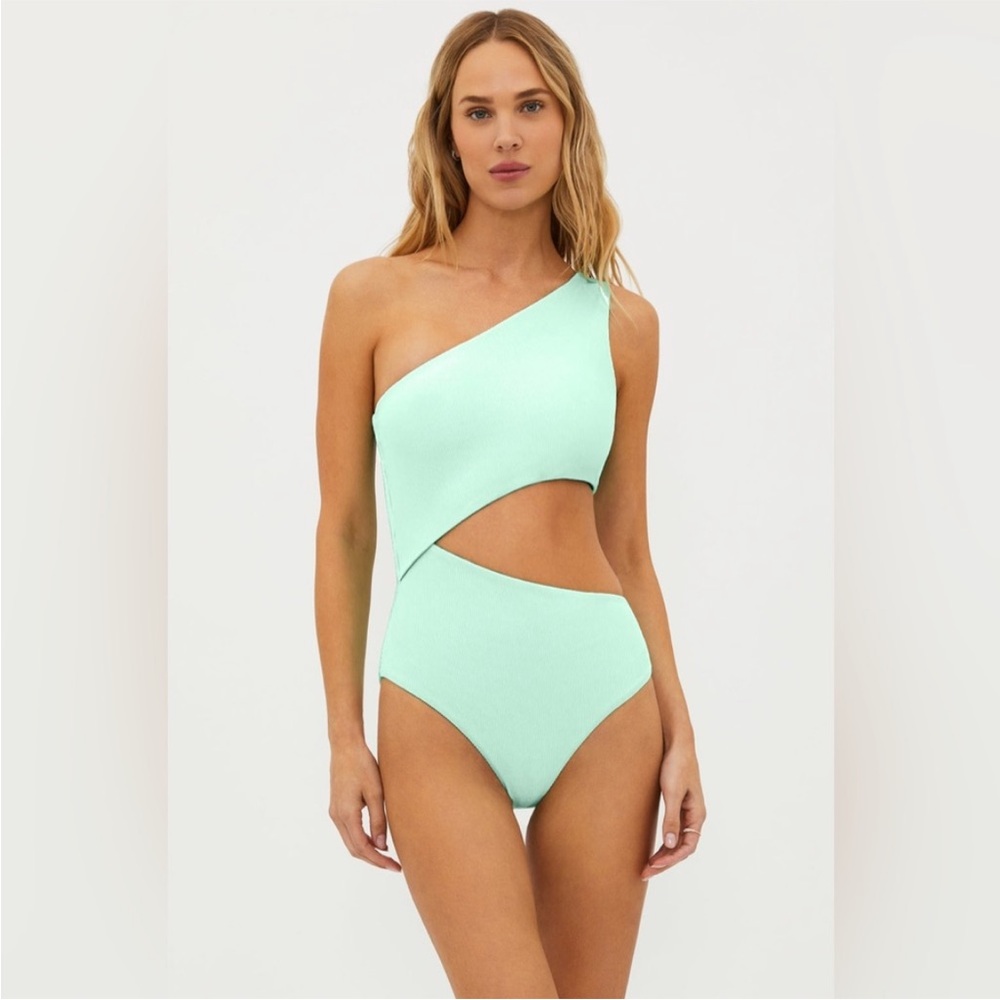 Beach Riot Mint One-Shoulder One Piece